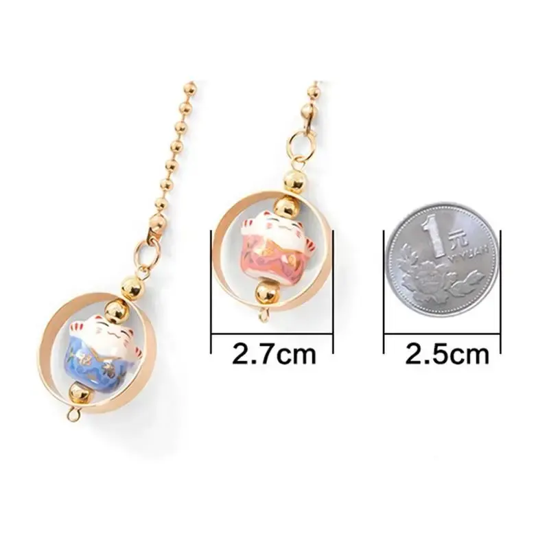 Thumbnail: Car Pendant Lucky Cat Rearview Mirror Decoration Ceramics Alloy Dashboard Access
