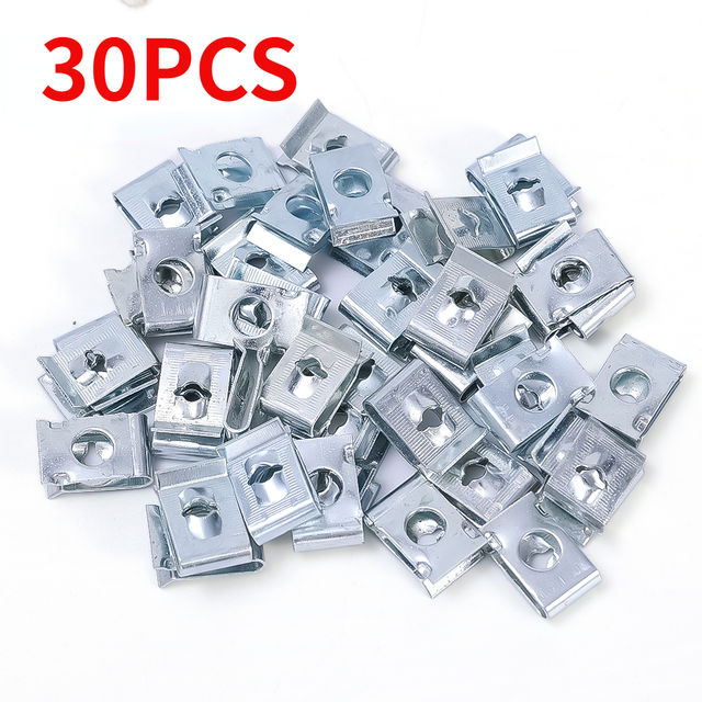 Thumbnail: Auto Self-tapping Screw Clips U-clamp with Threaded Nut Clips Auto Fender Fasten