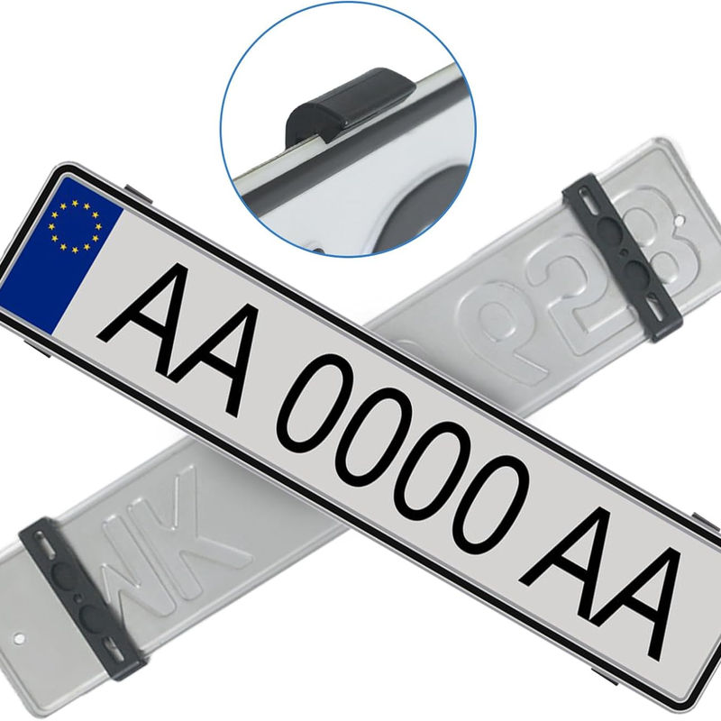 Thumbnail: 4PCS Weather-Proof Frameless License Plate Frame Car Tag Frame For Front And Rea