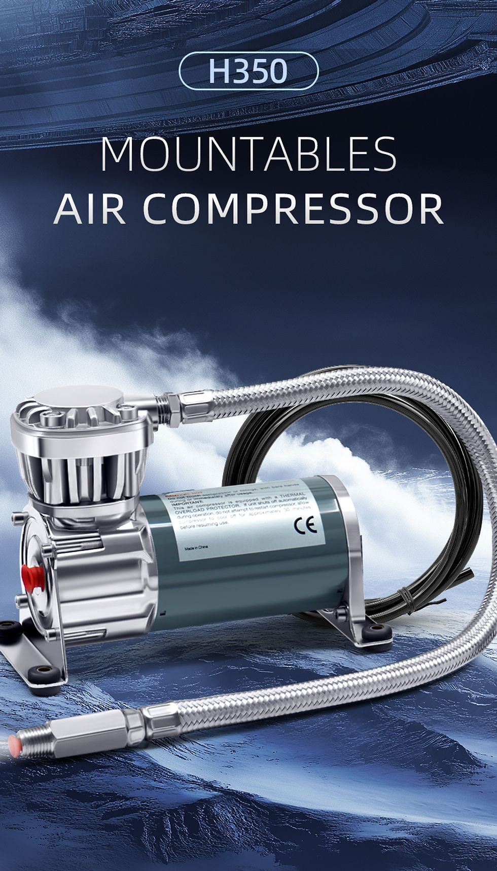 Thumbnail: Industrial grade small air compressor,12V/24V 150PSI,IP67,Filter,High-performanc