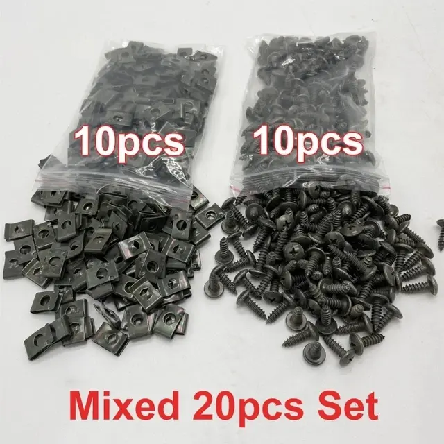Thumbnail: 100/20pcs Mixed Car Motorcycles Metal Screw Tapping Fastener Clip U-Type Clip wi