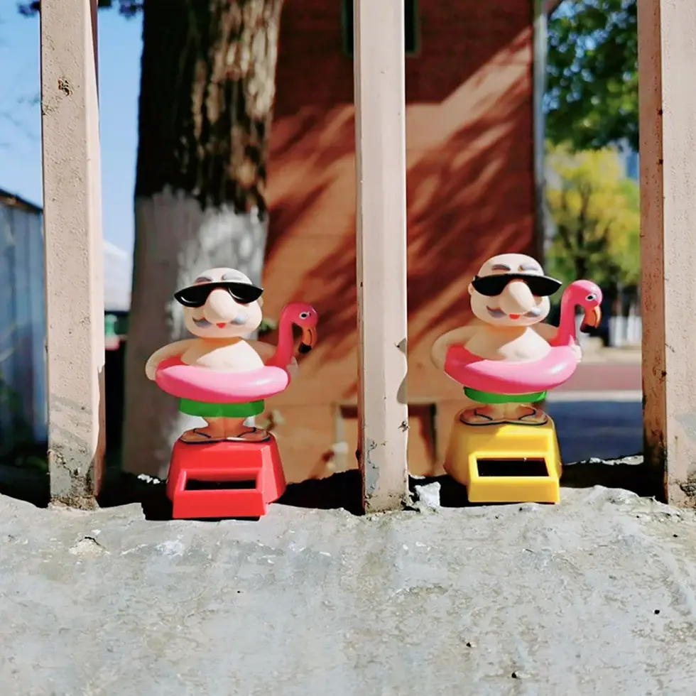 Thumbnail: Solar Powered Swinging Master Car Ornament Cartoon Dancing Animated Doll Automob