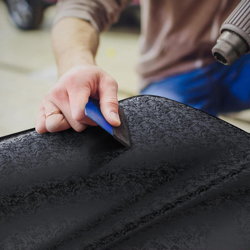 Thumbnail: PET Cosmic Ghost Black Vinyl Wrap Film Roll Air Release Stretchable Self Adhesiv