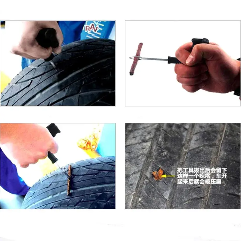 Thumbnail: 60root  4mm*100mm  Tyre Repairing Rubber Strips Tire Repair Tools a Motorcycle