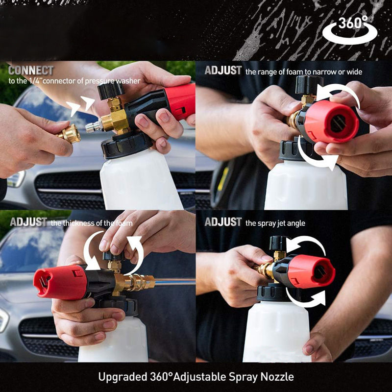Thumbnail: Foam Nozzle Snow Foam Lance Foam Bottle Sprayer Adjustable Angle With 1/4 Quick