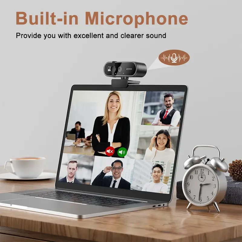 Thumbnail: Lenovo 4K HD Mini Webcam Microphone 2K Full HD Webcam Autofocus USB Web Cam For