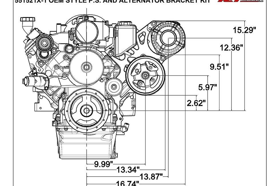 Thumbnail: ICT Billet LS1 Camaro LS Alternator & Power Steering Pump Accessory Bracket..