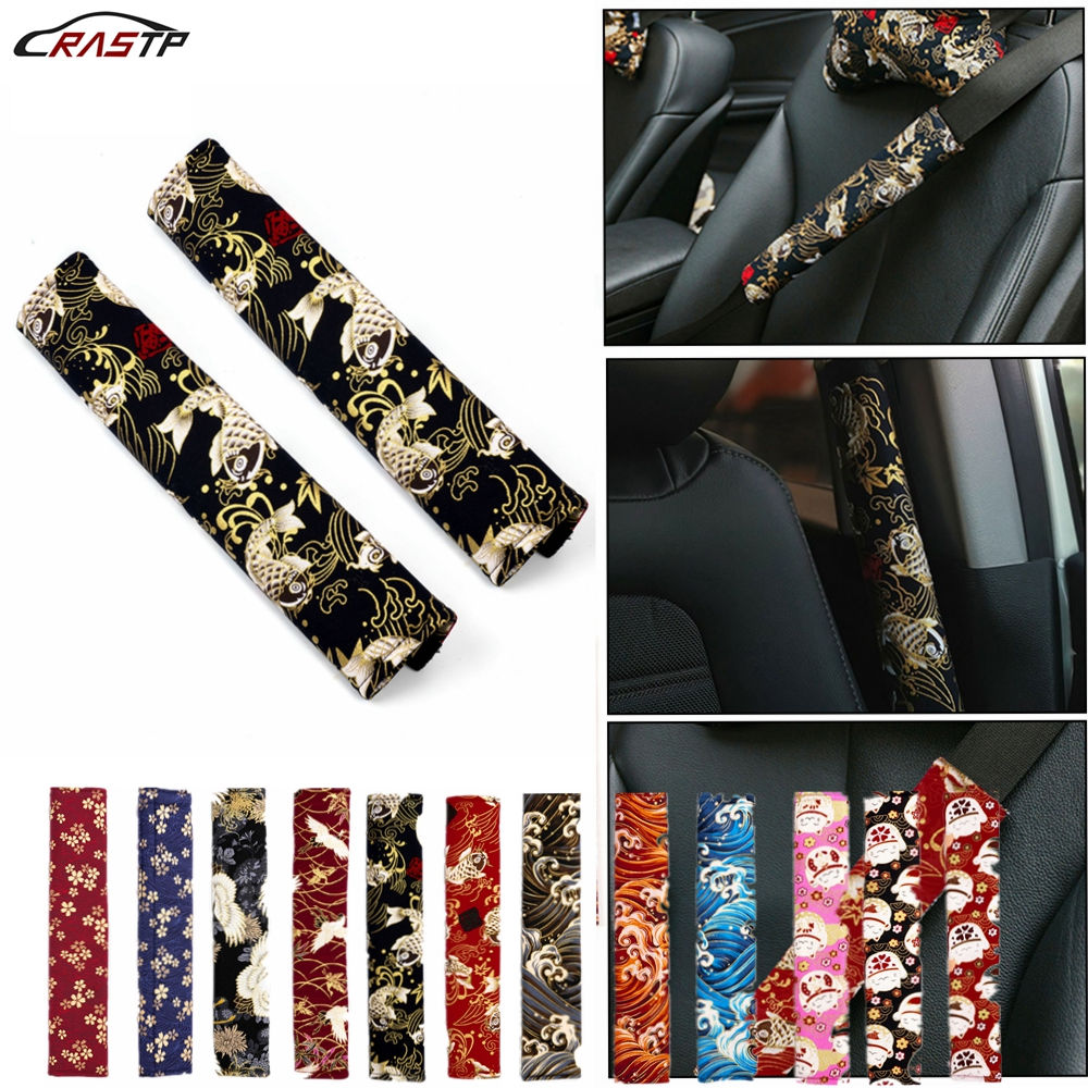 RASTP-Universal 2PCS Car Seat Belt Cover Auto Seat Belt Covers JDM Style Fabric