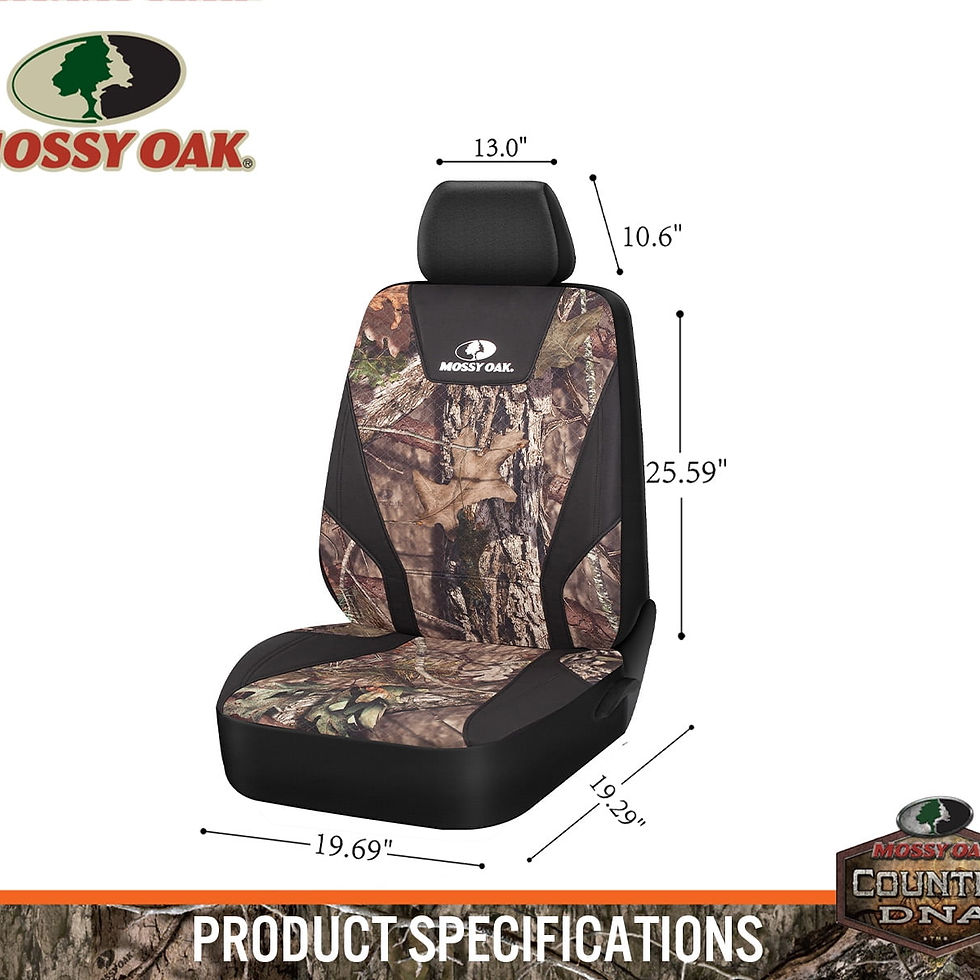 Thumbnail: Mossy Oak 2PC Low Back Car Seat Covers Leather Black - Universal Fit, 1901S..