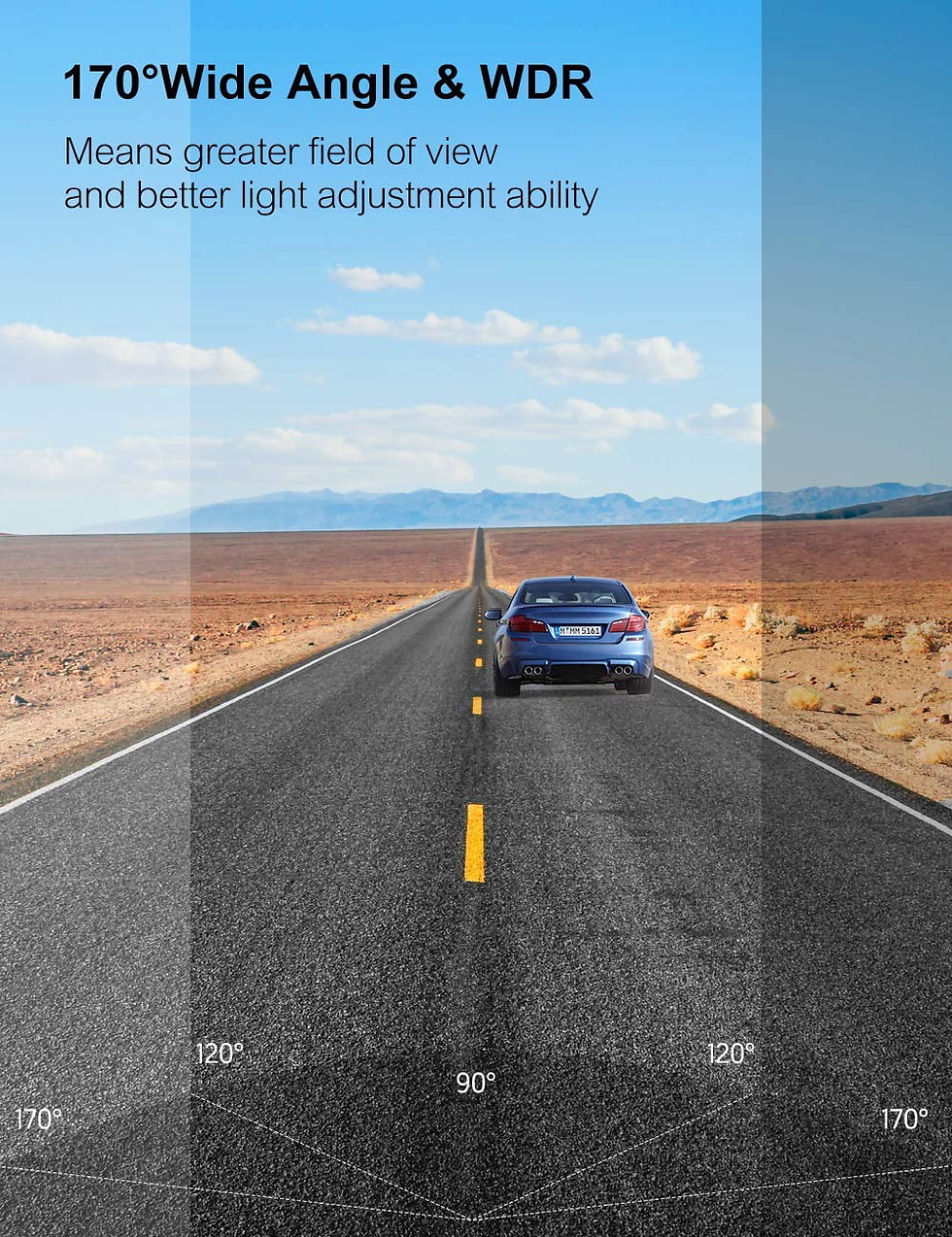 Thumbnail: Dash Cam,1080P Car Camera 3” LCD Screen,170° Wide Angle,Wdr,G-Sensor, SD Card(No