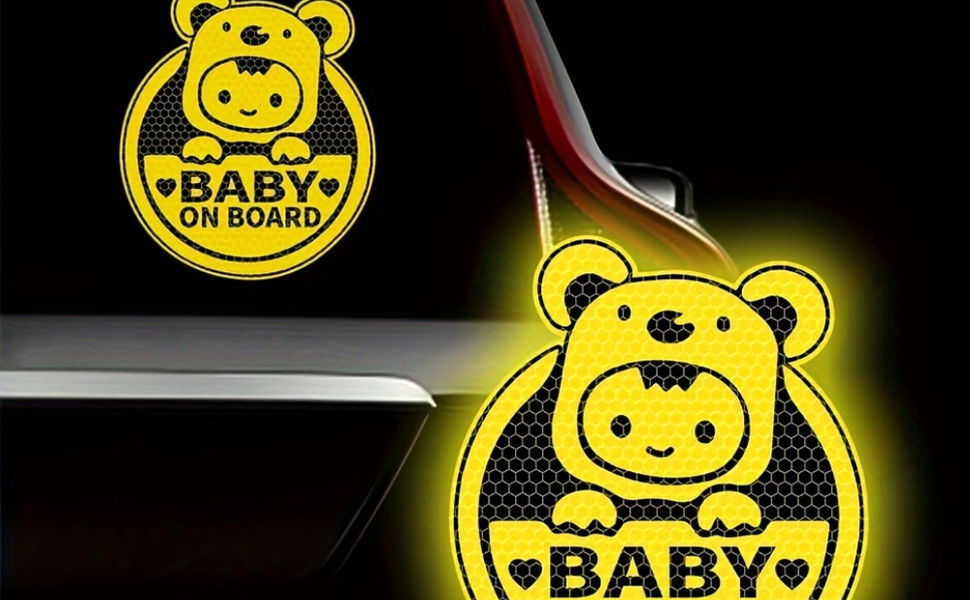 1PC Reflective Baby on Board Car Stickers Waterproof Safety Warning Signs Auto B