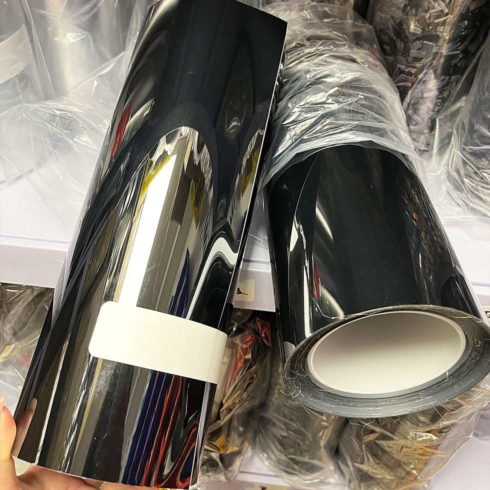 Thumbnail: 1.52/0.5/0.3*18M PET Glossy Black Wrap Vinyl Covering Film Sticker Roll Sheet wi