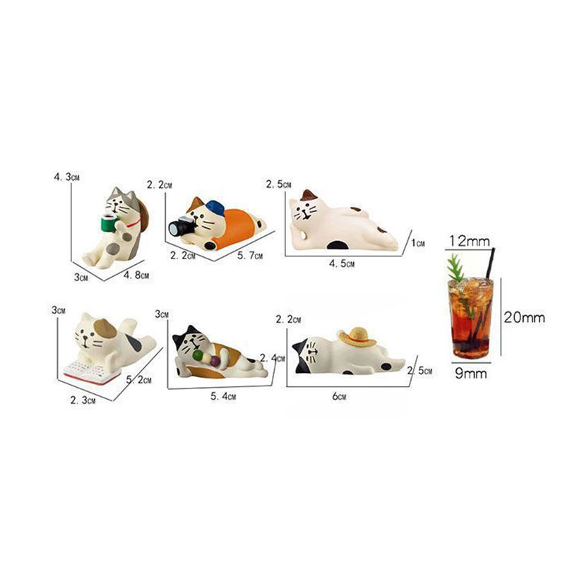 Thumbnail: Cute Car Interior Decoration Ornaments Mini Cat Action Figure Auto Dashboard Rea
