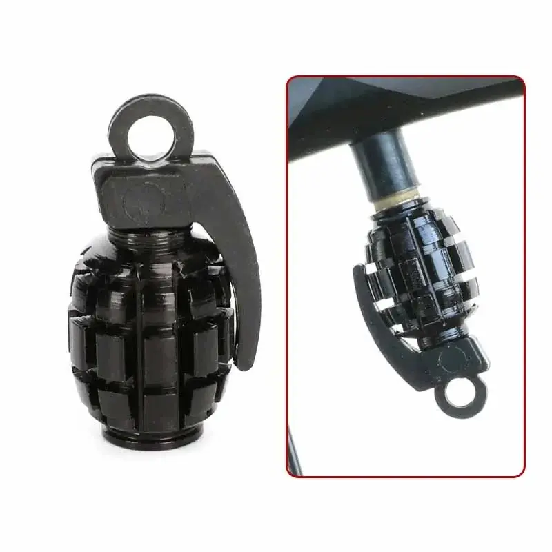 Thumbnail: 4pcs Car Tire Valve Cap Aluminum Grenade Tyre Valve Stems Cover Air Dust Caps Ti
