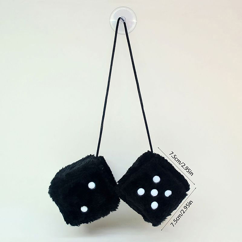Thumbnail: Fuzzy Plush Dice With Dots Retro Square Plush Hanging Pendant Fuzzy Dices For Ca