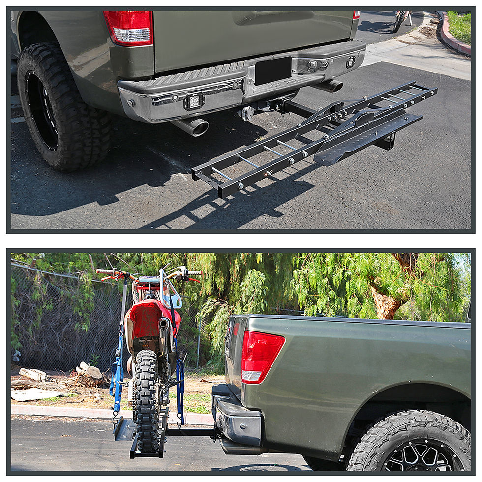 Thumbnail: Motorcycle Scooter DirtBike Carrier Hauler Hitch Mount Rack Ramp Anti Tilt ..