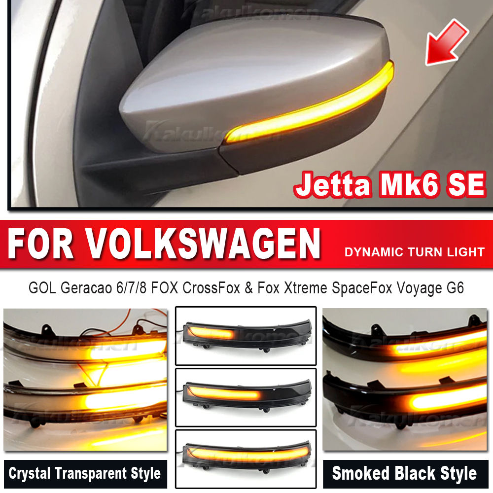 2PCS Dynamic Blinker For VW Jetta 6 Mk6 Scirocco MK3 LED EOS Beetle Side Mirror