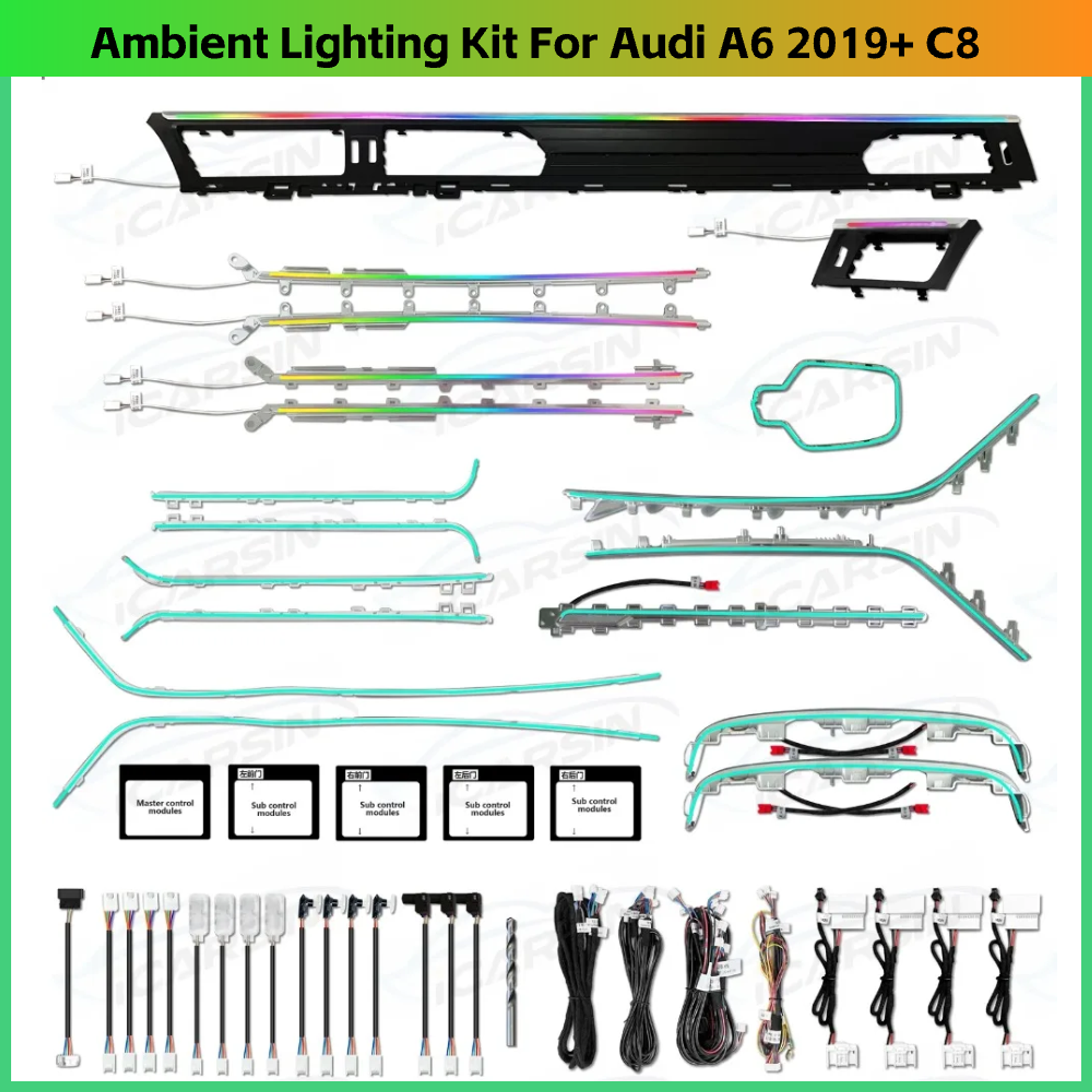 Upgrade 33 Lights Ambient Lighting for Audi A6 A7 C8 2019+ Car Interior Environm