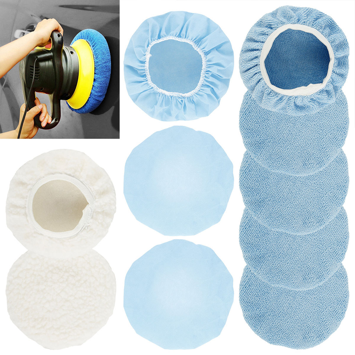 Car Detailing Microfiber 9-10 Inch Soft Microfiber Car Polisher Pad Bonnet Polis