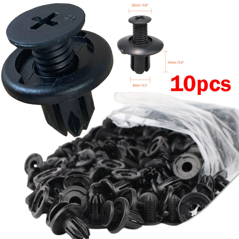 Thumbnail: Car 8mm Hole Plastic Rivets Fastener Push Clip Black Auto Vehicle Door Trim Pane