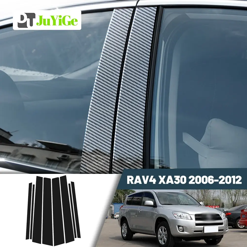 Glossy Black Carbon Fiber Window Door Deal B C Pillar Post Cover Sticker For Toy