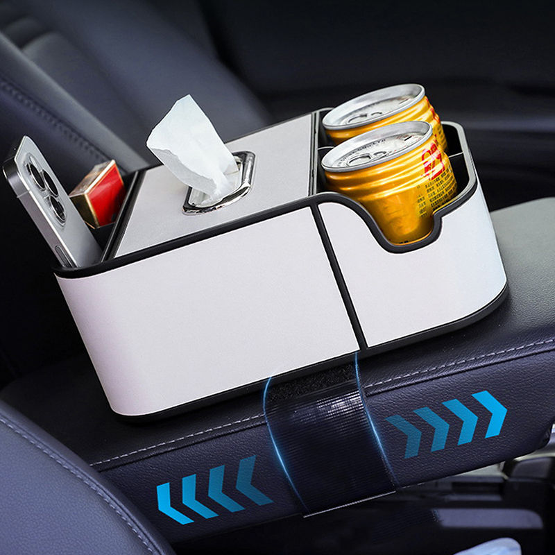 Thumbnail: Car Armrest Storage Organizer – Tissue & Dual Cup Holders
