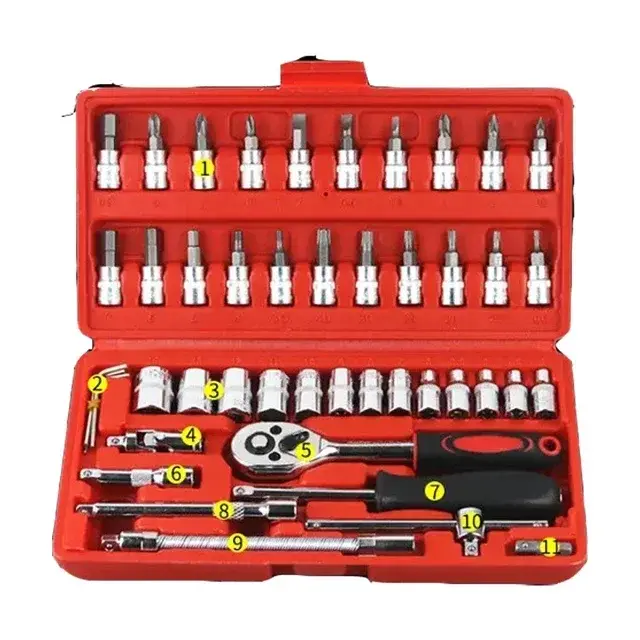 Thumbnail: 46/56 Piece Auto Repair Wrench Tool Set Multi-functional High-quality Ratchet Wr