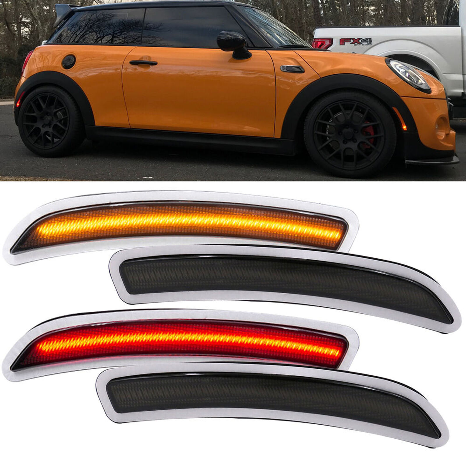 4x Smoked LED Front & Rear Side Marker Lights For Mini Cooper F55 F56 F57 2014 2