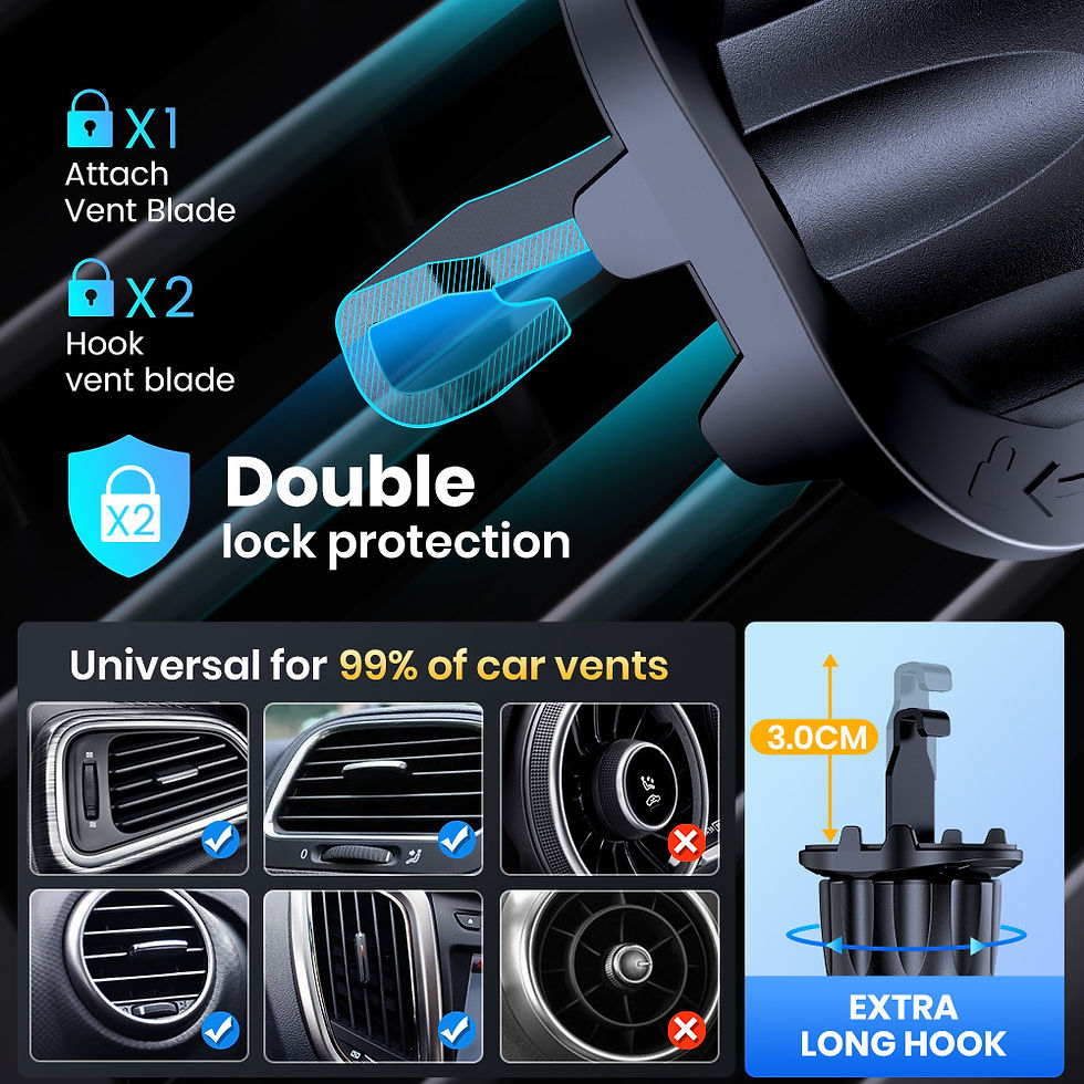 Thumbnail: Car mount, gravity phone holder, car vent clip, mobile GPS mount. Suitable for a