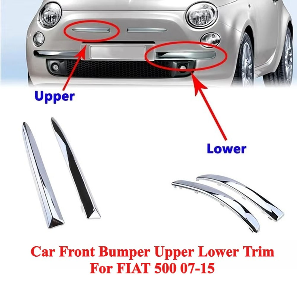 735455041 735455042 Pair Car Front Bumper Upper Molding Chrome Carbon Trim For F
