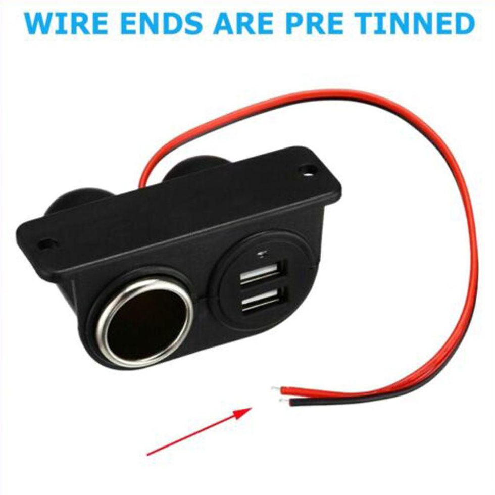Thumbnail: USB Ports Socket DC 5V 3.1A Dual USB Built-In Car Camper Adapter Lighter Multi P