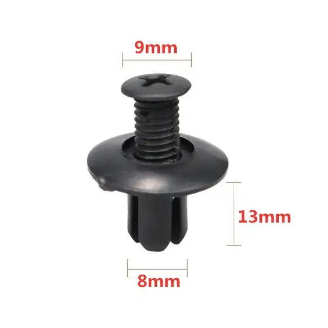 Thumbnail: 5/100pcs 8mm Plastic Rivets Fasteners Screw Car Bumper Fender Black Rivet Car Fa