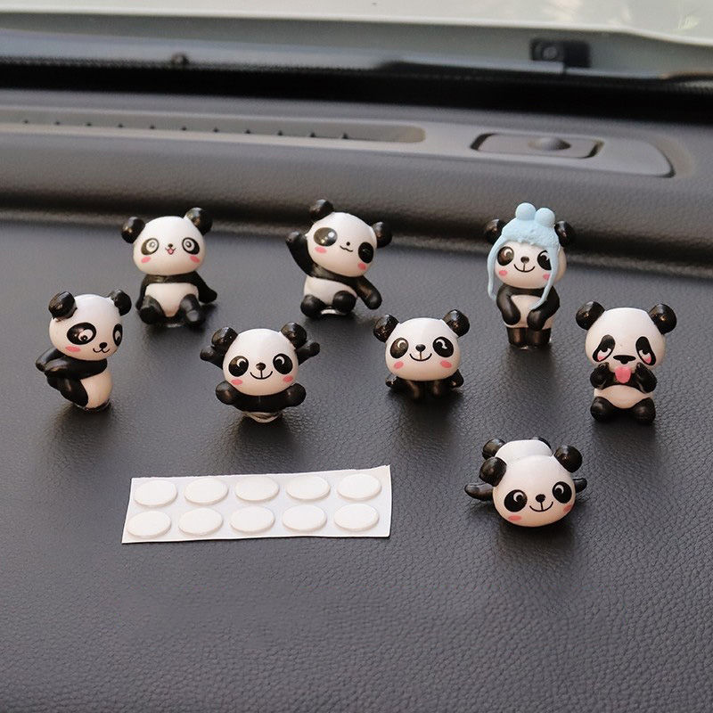 Thumbnail: 8PCS Cute Mini Giant Panda Car Dashboard Ornaments Car Navigator Screen Decorati