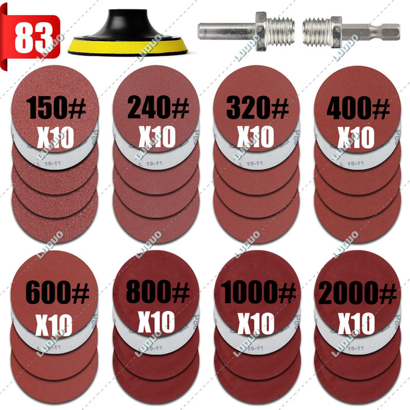 Thumbnail: 80/83PCS Grinding Sandpaper Set With Sanding Disc Hook & Loop Dry Polish Sand Pa
