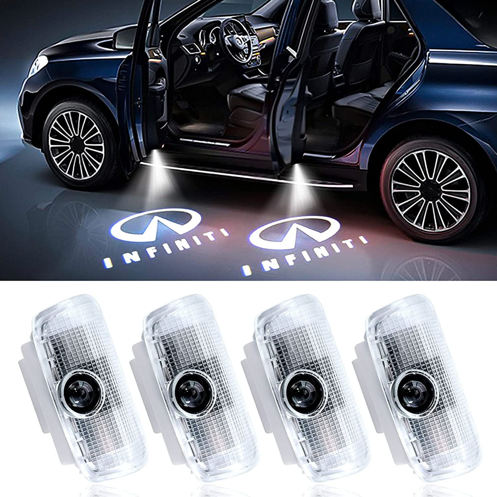 4 X Logo LED Door Light Laser Projector for INFINITI FX37 FX35 Q50 M35 G37 ..