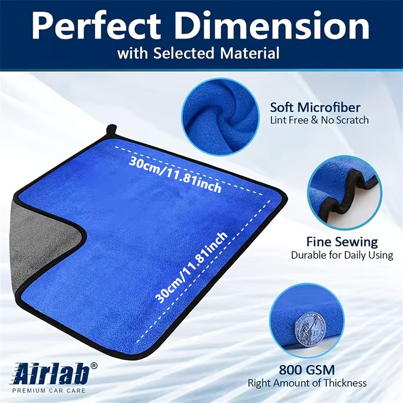 Microfiber Car Towel Absorbent Durable Cleaning Towel 2 Sizes Available 30x30cm