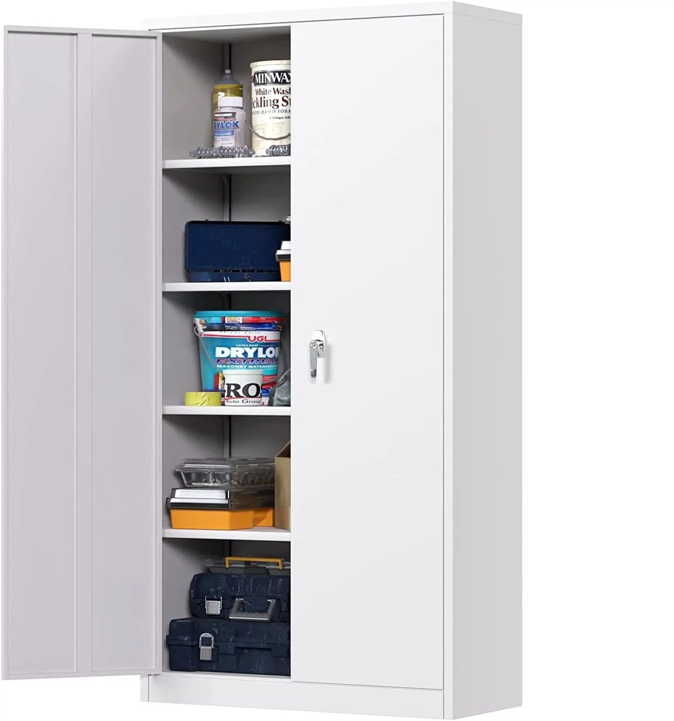 Metal Storage Garage Cabinets with Locking Doors and Adjustable Shelves, 72 Inch