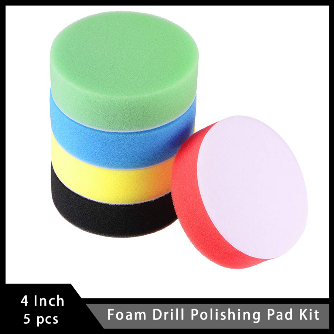 4 Inch Flat Sponge Pads 5 Pcs Foam Drill Polishing Pad Kit for Most Pneumatic an