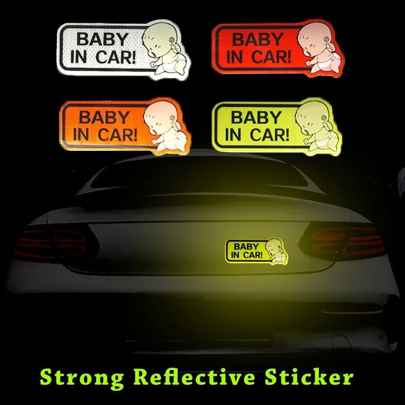 Reflective Baby Kids Safety Warning Signs Stickers Lovely Cartoon BABY IN CAR Wi