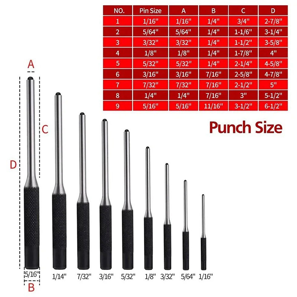 Thumbnail: 9PCS/Set Punch Removing Repair Tools Roll Pin Punch Set Multi-Size Steel with Be