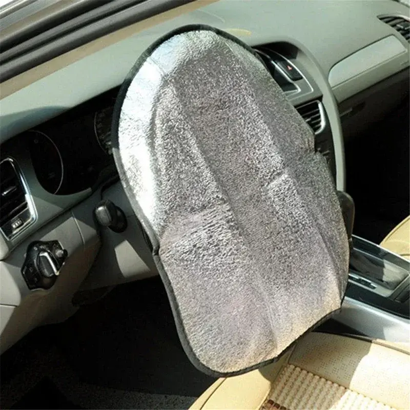 Thumbnail: 1PC Car steering wheel sunshade cover double sunscreen foldable heat insulation
