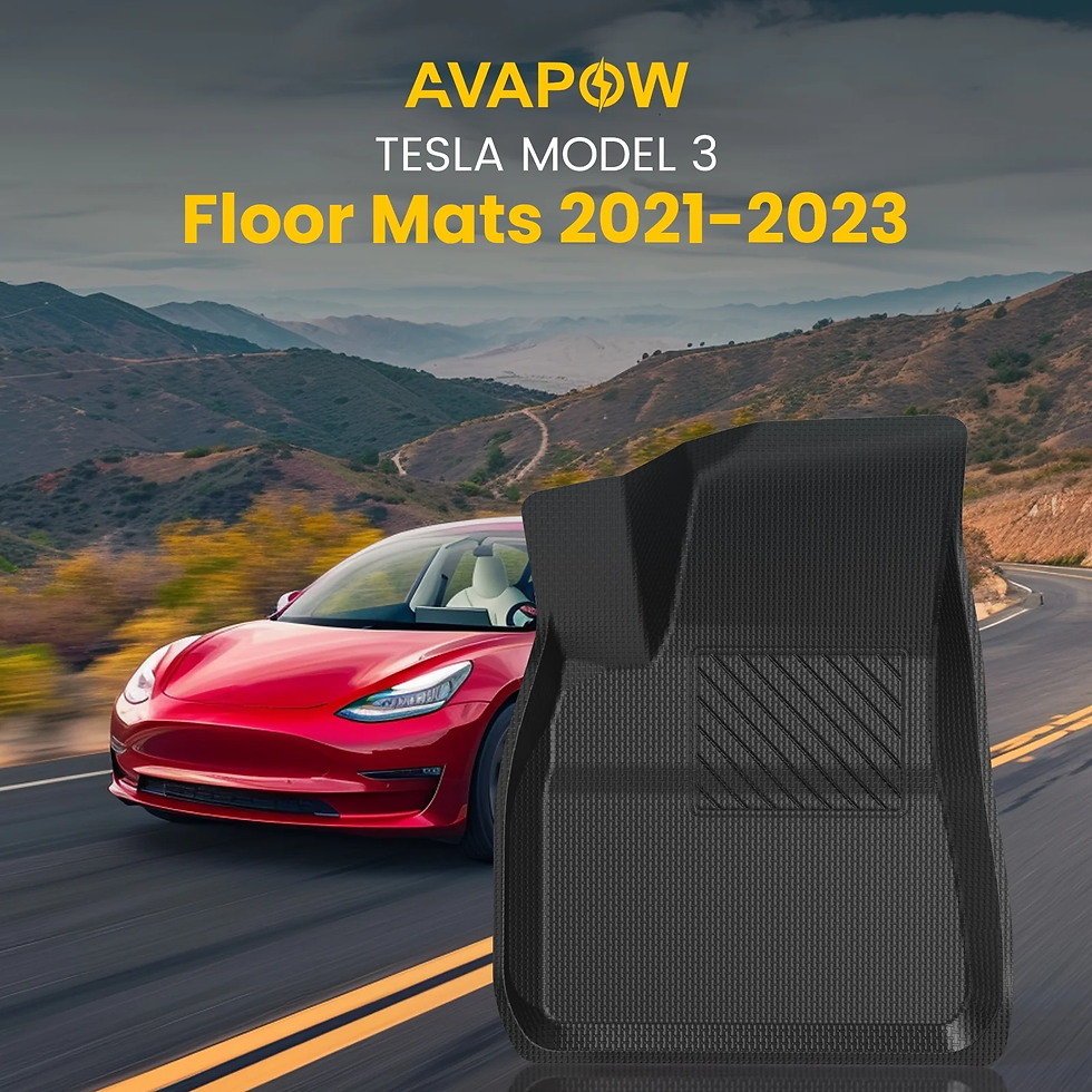 Thumbnail: AVAPOW Floor Mats for Tesla Model 3 2021-2023, TPR+XPE Anti-Slip Waterproof Car 