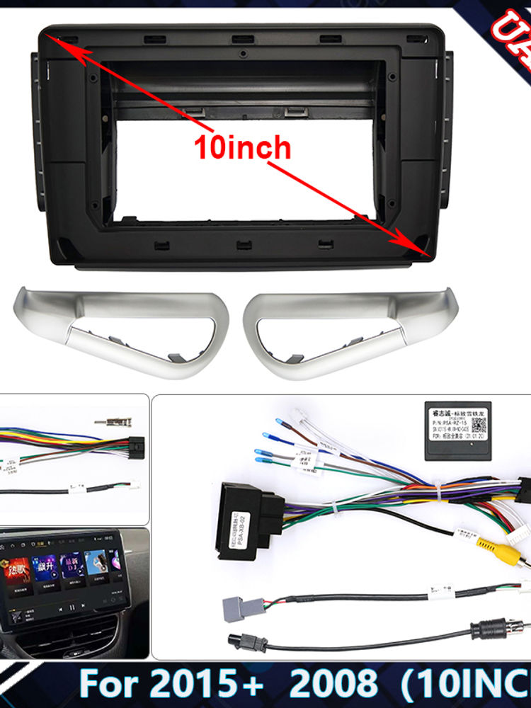For Peugeot 2015+ 2008 10.1INCH Car Radio Android Stereo audio screen frame cabl