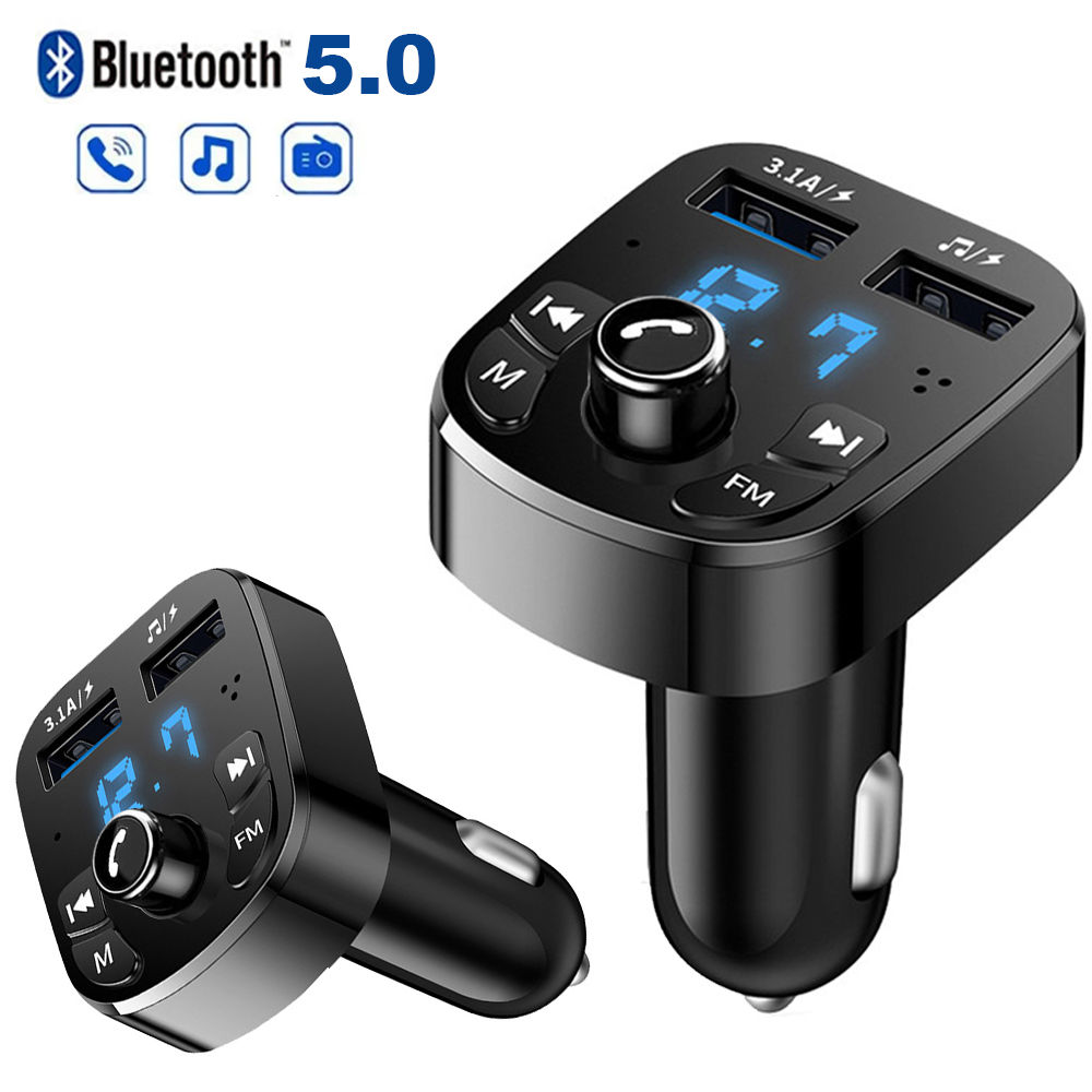 Car Mp3 Player Dual USB Fast Charger FM Transmitter Bluetooth-compatible5.0 Hand