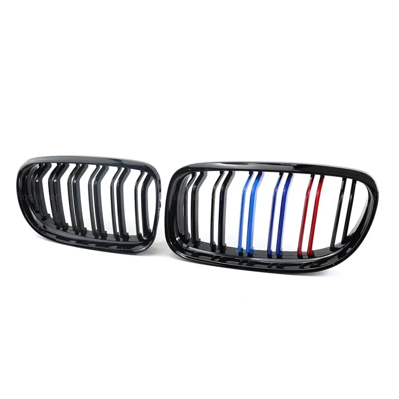 Thumbnail: 2Pcs Car Style Gloss Black Front Kidney Double Slat Grill Grille for BMW 3 Serie