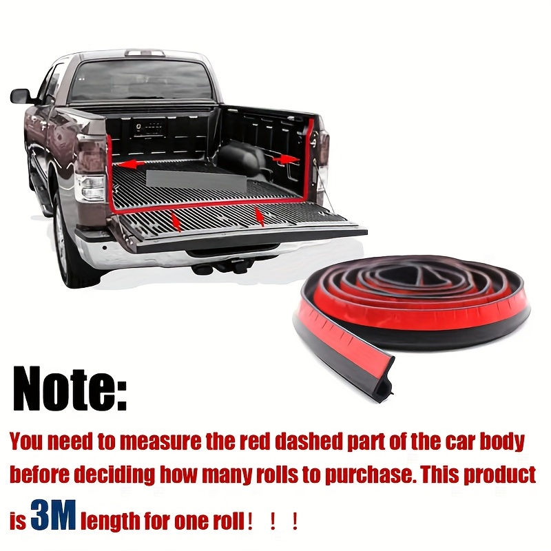 Thumbnail: 1Pc 3m Pickup Weather Stripping Rubber Adhesive Tailgate Seal Kit Car Door Seali