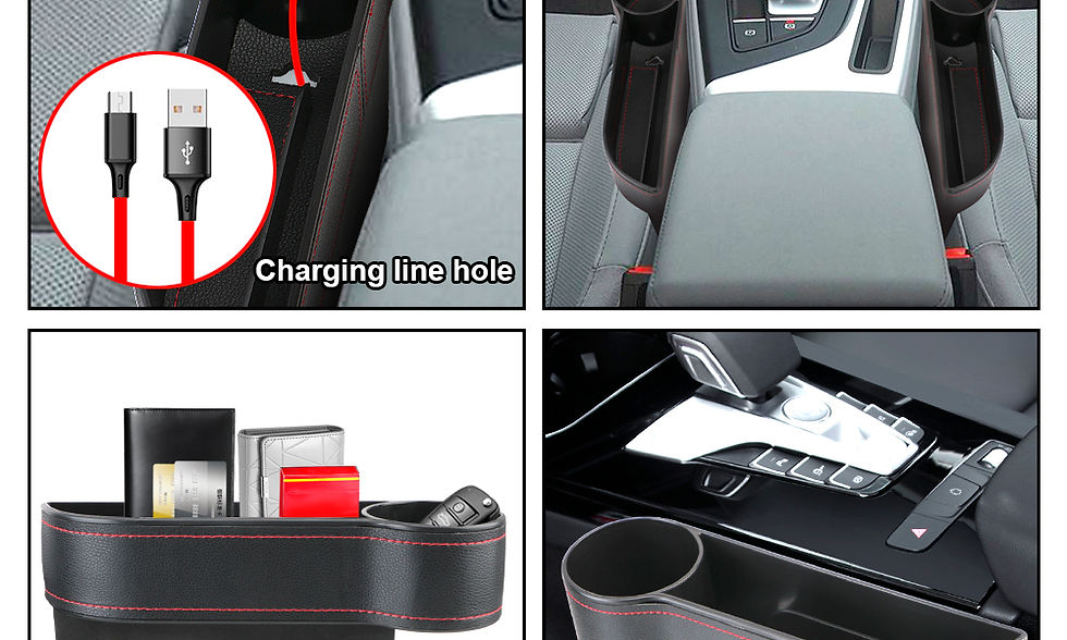 Thumbnail: Car Organizer Leather Car Seat Gap Storage Box Seat Gap Slit Box With Charging H