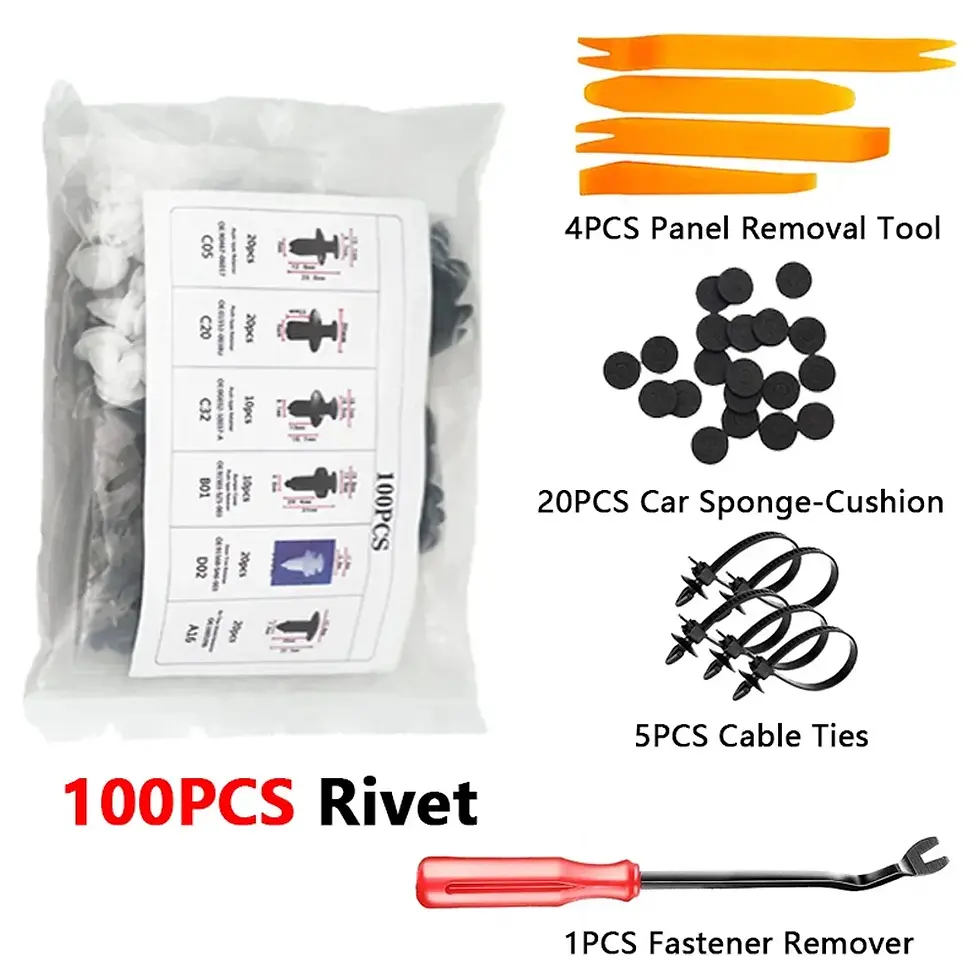 Thumbnail: Car Bumper Retainer Clips Plastic Rivets Cable Ties Fastener Remover Kit Auto Fe
