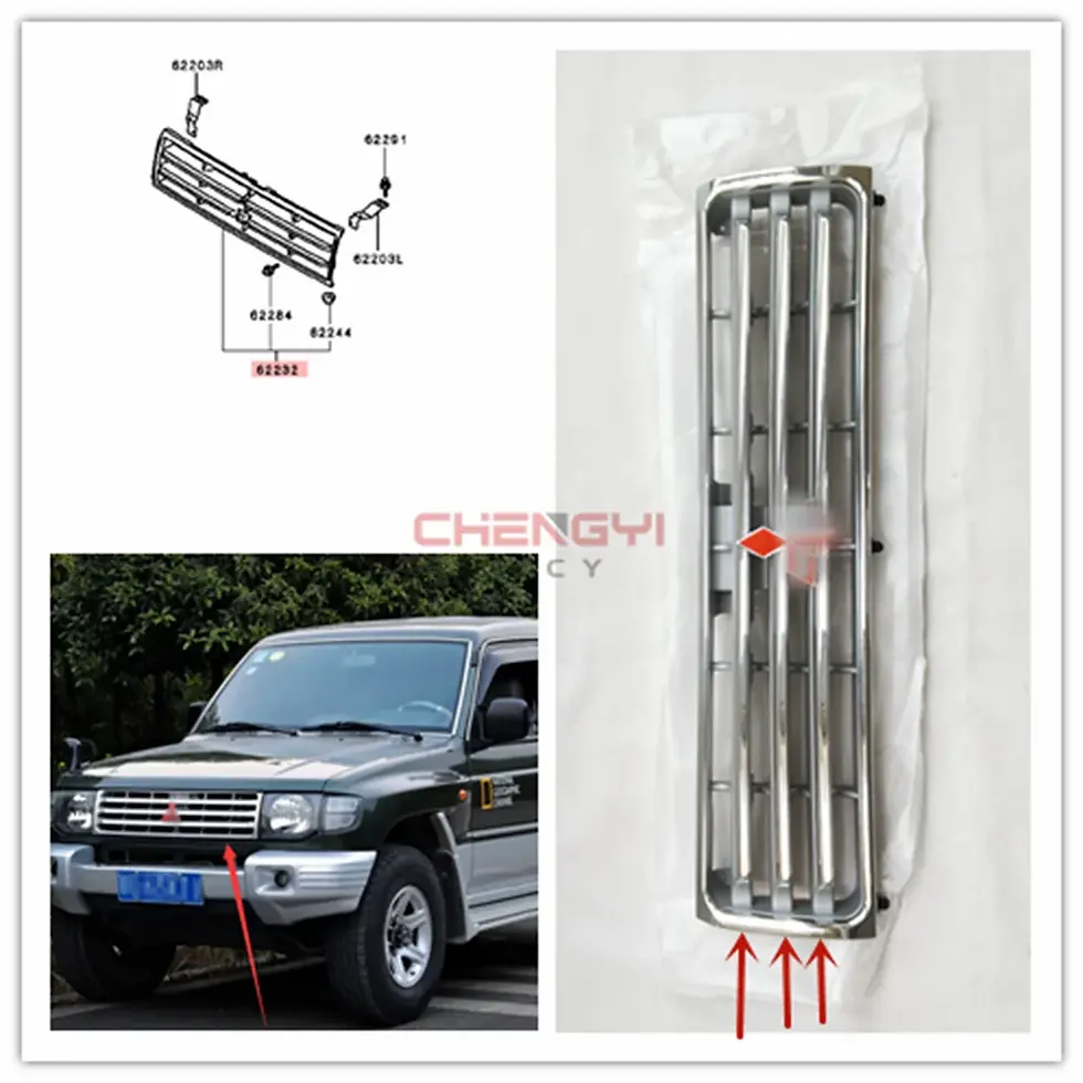 Thumbnail: Front Bumper Upper Grille Grill Insert Radiator For Pajero Montero V31W V32W V33
