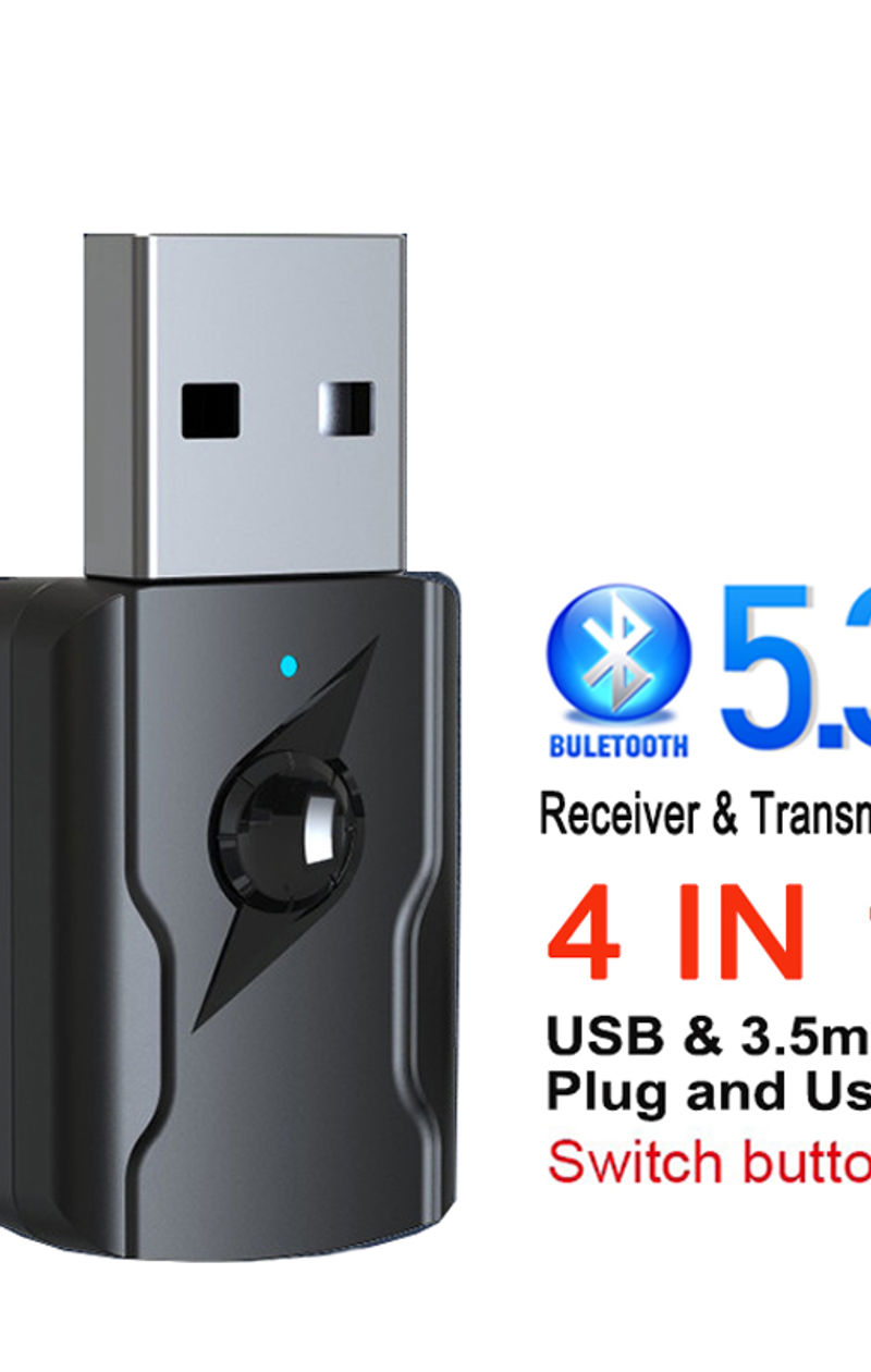 Thumbnail: USB & 3.5mm AUX Bluetooth 5.3 Dongle Audio Receiver Transmitter Music Adapter Fo